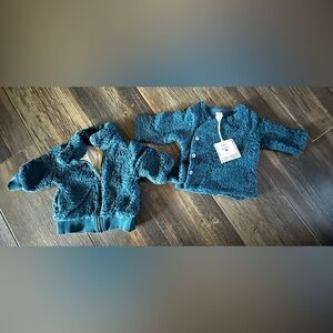 Kate Quinn 3-6 mo bomber jacket and button sweatshirt top organic cotton Sherpa